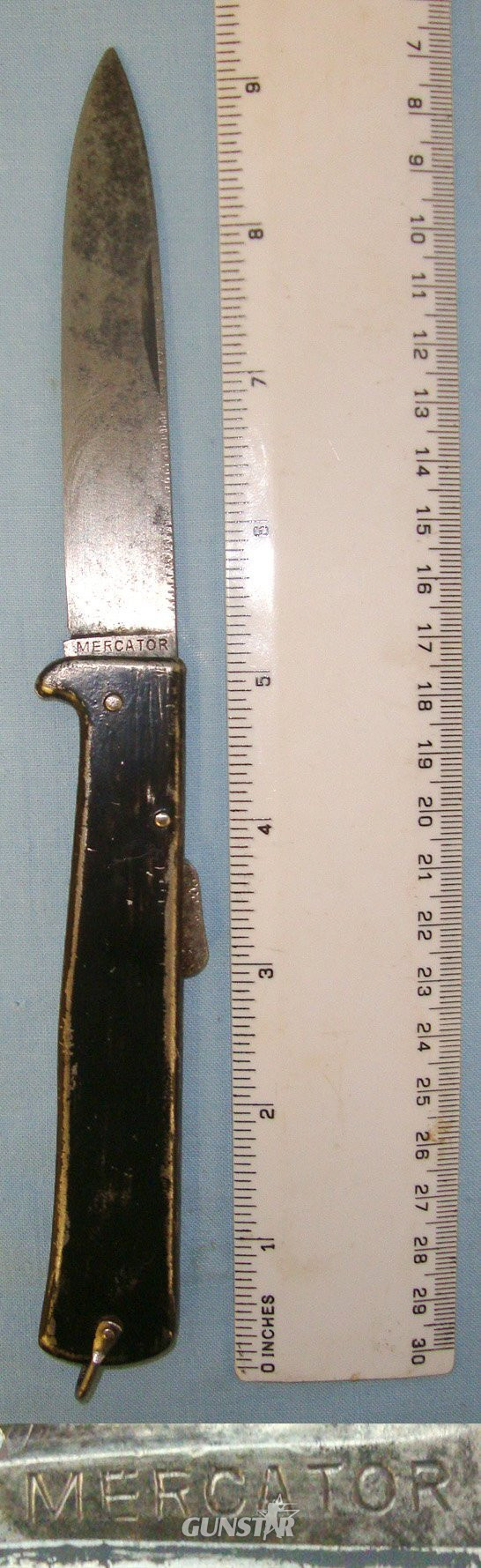 WW1 / WW2 Imperial German Army Mercator (Heinrich Kaufmann, Indiwerk, Solingen), DRGM Taschenmesser Trench Dagger / Utility Clasp Lock knife. Sn 21597 Knive in 