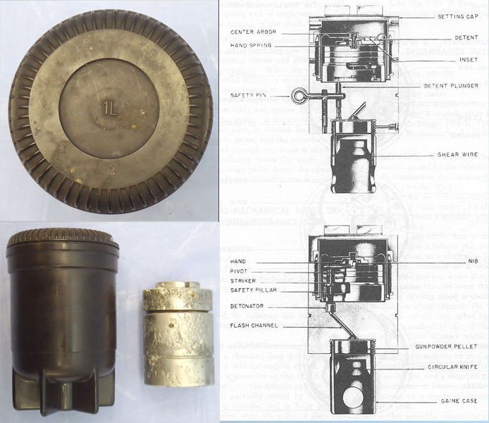 INERT DEACTIVATED, WW2, German FZ60 Clockwork Bomb Fuze for Air Dropped Containers and Bakelite Transit Container. - O 2149 INERT DEACTIVATED, WW2, German FZ60 Clockwork Bomb Fuze for Air Dropped Containers and Bakelite Transit Container. - O 2149  Other Ammunition