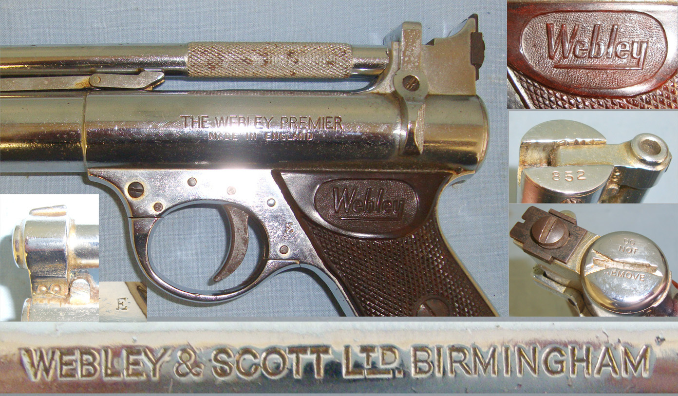 RARE**FACTORY SPECIAL ORDER NICKEL OR CHROME PLATED**Early 1970\'s Webley Premier \'E\' Series .22 Calibre Air Pistol. Sn 20709:34 .22