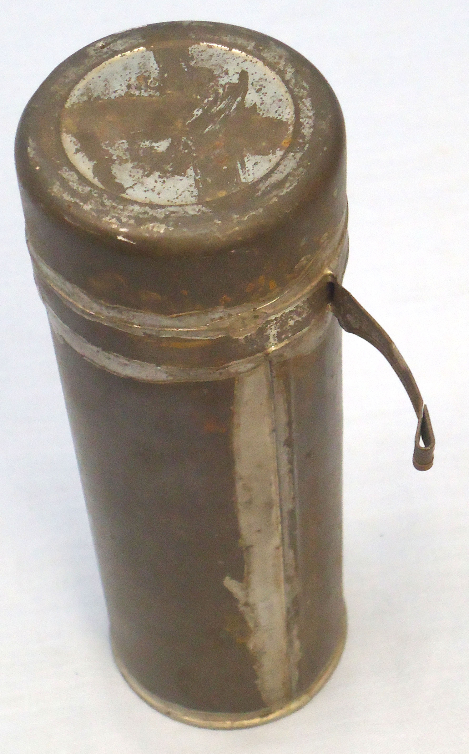 INERT. Unfired British WW2, 1945 Dated, No 208 Mark I Clockwork Time Fuze & Transit Container For The British 3.7, 4.5 & 5.25 Inch Anti-aircraft Gun. - O 2007 INERT. Unfired British WW2, 1945 Dated, No 208 Mark I Clockwork Time Fuze & Transit Container For The British 3.7, 4.5 & 5.25 Inch Anti-aircraft Gun. - O 2007  Other Ammunition - {CATEGORY} in 