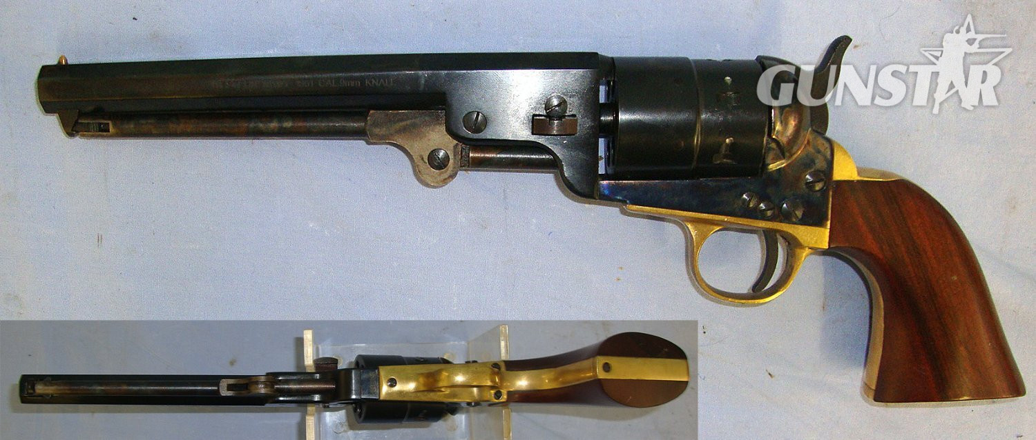  MINT**BLANK FIRER**Pietta Colt Western Navy 1861 9mm Blank Calibre Brass Framed Revolver With Colour Case Hardened Action, Loading Lever & Hammer (Colt M1861 Navy). Sn 23484:130 blank firer 9mm Revolver