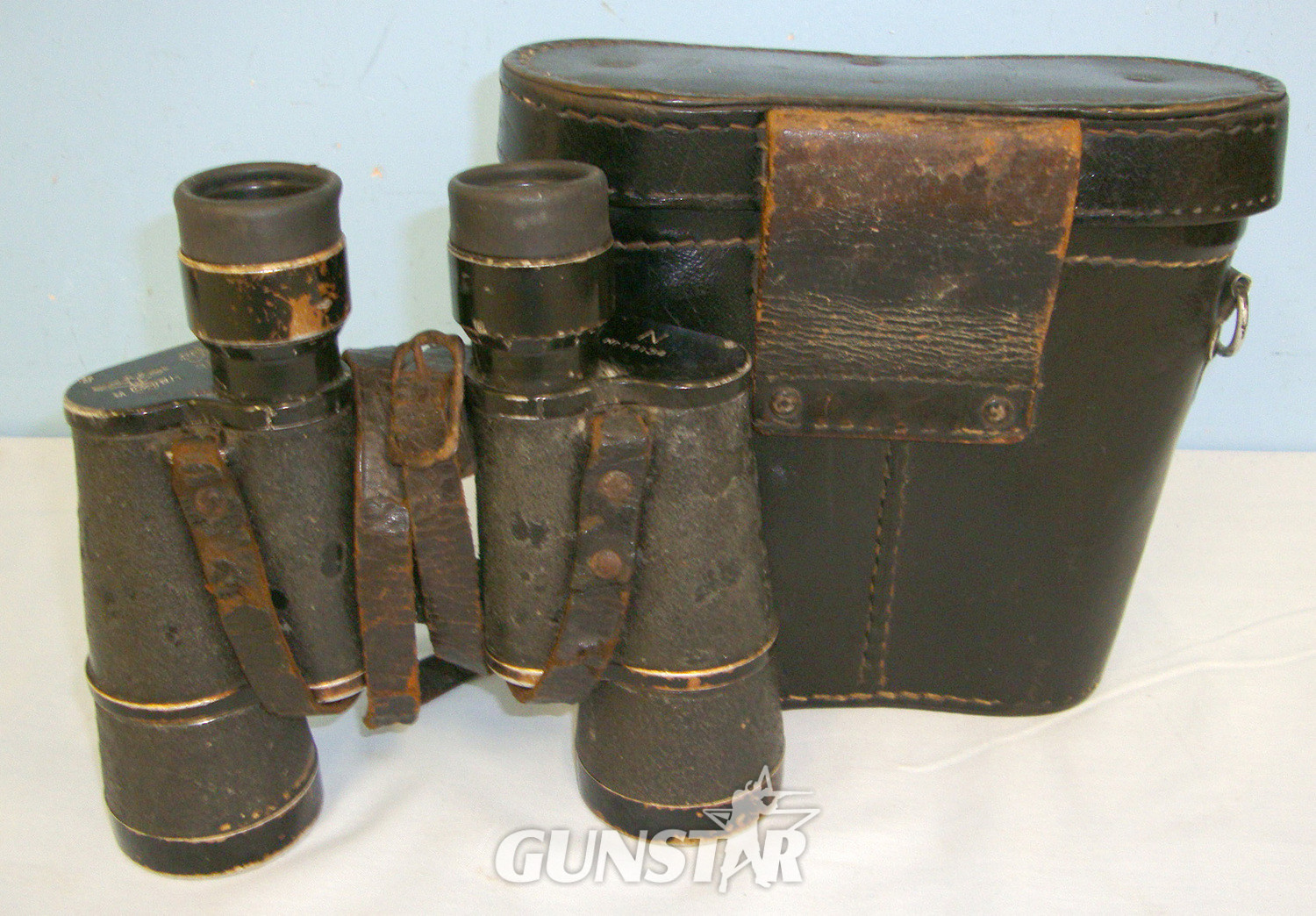  WW2 Era Nazi German 7 X 50 Magnification Kriegsmarine Binoculars By Carl Zeiss, Jena With Neck Strap & Nazi Marked 1942 Dated Case  Sight & Optic