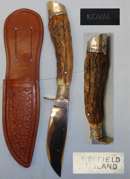 *Silver Mounted’ ‘Koval Sheffield’ Skinning Knife. ED 2546. Hunting Knive
