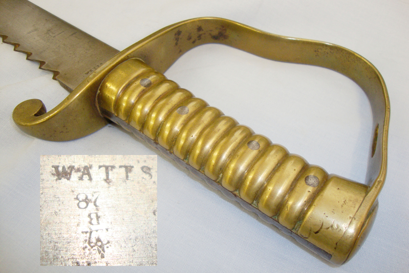 1856 Pattern Pioneers Brass Hilt Saw Back Short Sword Sidearm By Watts, Birmingh Other Blade