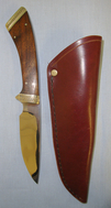 1990’s P. Henry & Son Sheffield Custom Made Skinner Knife & Open Top Leather Scabbard Hunting Knive