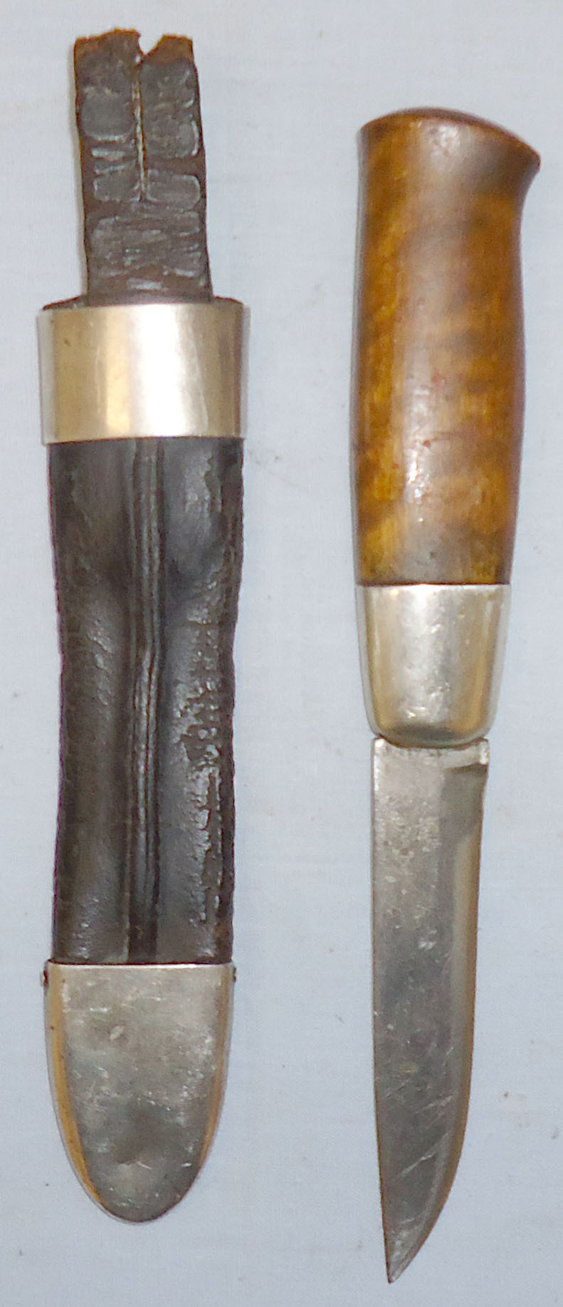  Scarce* Norwegian First Model David Anderson Hunting / Fishing Knife and Open Top Leather Scabbard With Norwegian 925 Sterling Silver Mounts. 21301. Hunting Knive