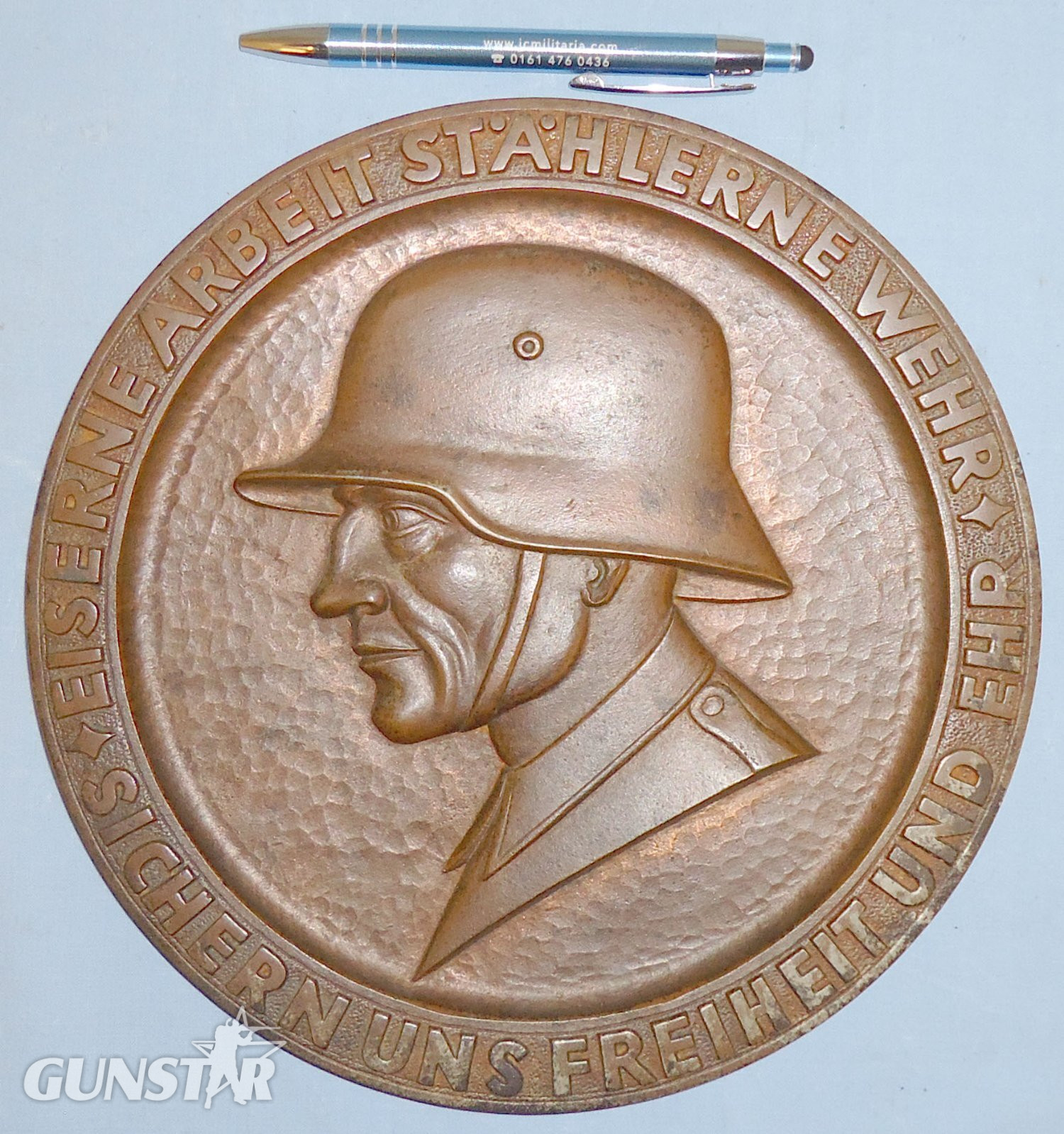 Large/Rare* German 1935-36 Iron and Steel works Helmet Factory Plaque. 14322. Large/Rare* German 1935-36 Iron and Steel works Helmet Factory Plaque. 14322.  Antique & Militaria in 