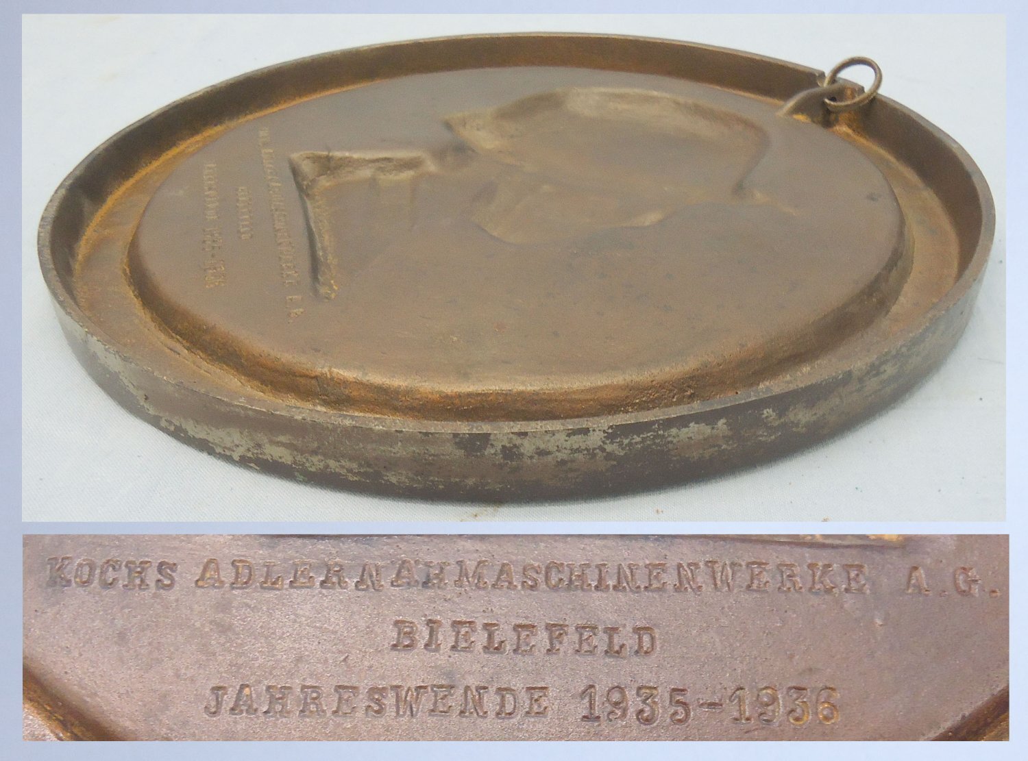 Large/Rare* German 1935-36 Iron and Steel works Helmet Factory Plaque. 14322. Large/Rare* German 1935-36 Iron and Steel works Helmet Factory Plaque. 14322.  Antique & Militaria