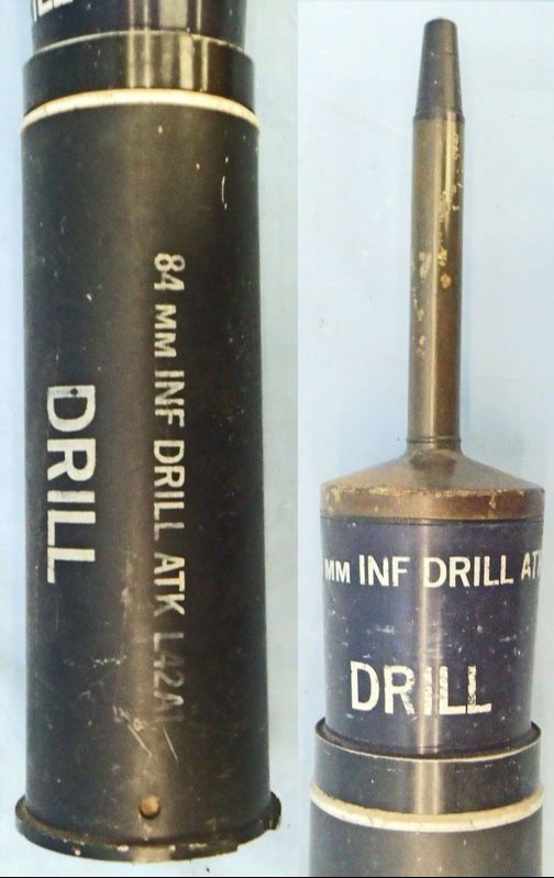  Carl Gustaf INERT DEACTIVATED. Unfired, British, L50A1 DRILL Carl Gustaf 84mm Anti-Tank Round. Sn - 22426:66  Other Ammunition