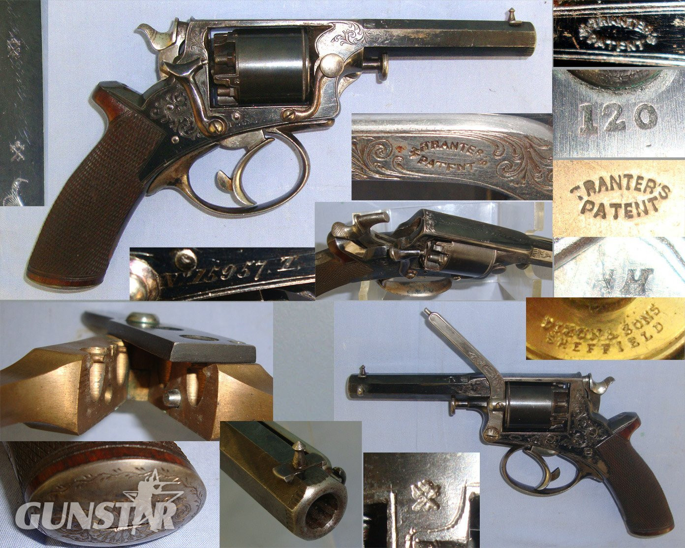 MINT BORE**COMPLETE**Cased C1860 Thomas Williams Liverpool Tranter\'s Patent, Double Action 120 Bore 5 Shot Percussion Revolver With Accessories. Sn 22762 None Revolver