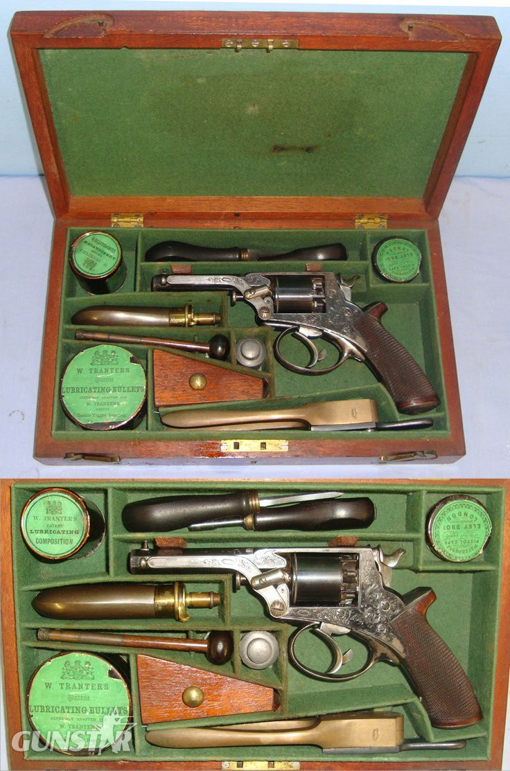  MINT BORE**COMPLETE**Cased C1860 Thomas Williams Liverpool Tranter\'s Patent, Double Action 120 Bore 5 Shot Percussion Revolver With Accessories. Sn 22762 None Revolver