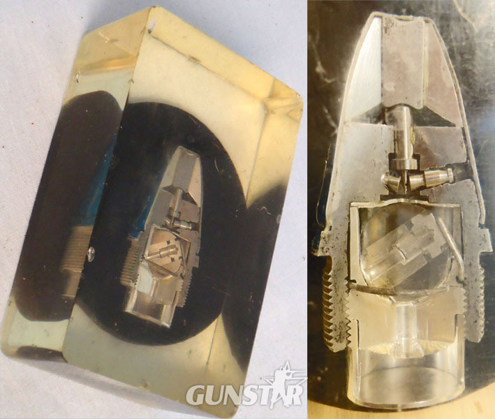 INERT DEACTIVATED. British, 30mm Aden (30x110B) Aircraft Cannon High Explosive Round Half Sectioned Nose Impact Fuze. - O 1975 INERT DEACTIVATED. British, 30mm Aden (30x110B) Aircraft Cannon High Explosive Round Half Sectioned Nose Impact Fuze. - O 1975  Other Ammunition in 