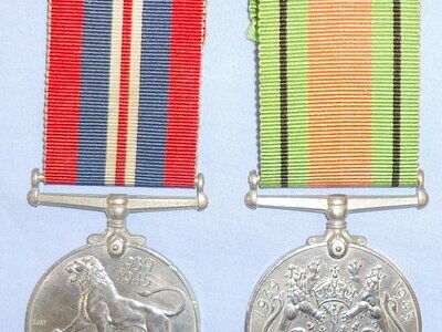 Pair* British WWII Defence Medal & War Medal. N 120. Pair* British WWII Defence Medal & War Medal. N 120. Antique & Militaria