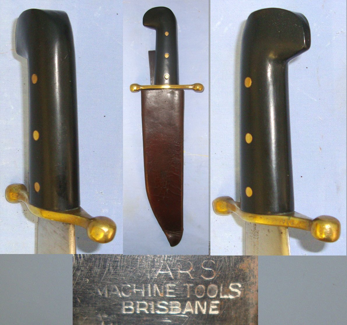 Original**RARE**WW2 Australian Forces & U.S. Marine Corps Pacific Theatre Of War Mars Machine Tools Brisbane (Australia) V-44 Type Combat / Survival Bowie Knife & Scabbard. Sn 22668 Knive