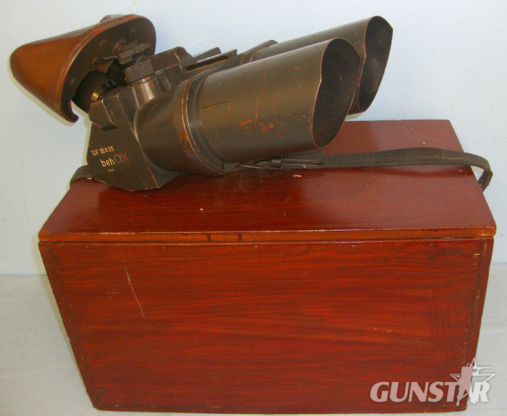 Cased WW2 Era Nazi German ‘beh’ (Ernst Leitz Wetzlar) 10 X 80 Magnification Flak Artillery Binoculars For Tripod Mounting Sight & Optic in 