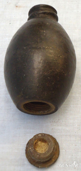 INERT DEACTIVATED. This is a Dutch Eihandgranaat No. 1, egg grenade number 1, was a cast iron hand grenade that was developed in the 1930s and was the standard defensive hand grenade used by the Dutch army at the start of WW2 and was made by the AI (Artil INERT DEACTIVATED. This is a Dutch Eihandgranaat No. 1, egg grenade number 1, was a cast iron hand grenade that was developed in the 1930s and was the standard defensive hand grenade used by the Dutch army at the start of WW2 and was made by the AI (Artil  Other Ammunition