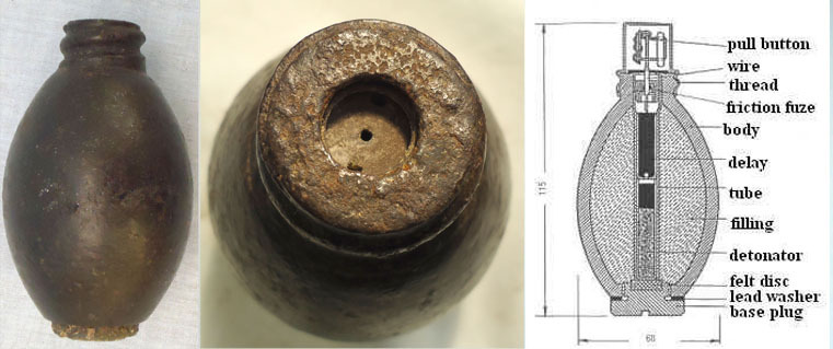  INERT DEACTIVATED. This is a Dutch Eihandgranaat No. 1, egg grenade number 1, was a cast iron hand grenade that was developed in the 1930s and was the standard defensive hand grenade used by the Dutch army at the start of WW2 and was made by the AI (Artil INERT DEACTIVATED. This is a Dutch Eihandgranaat No. 1, egg grenade number 1, was a cast iron hand grenade that was developed in the 1930s and was the standard defensive hand grenade used by the Dutch army at the start of WW2 and was made by the AI (Artil  Other Ammunition
