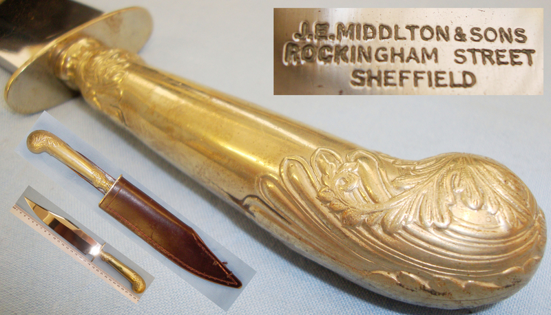 J.E.Middleton & Sons Spear Point Dagger with Leather Scabbard. ED 2673. Knive