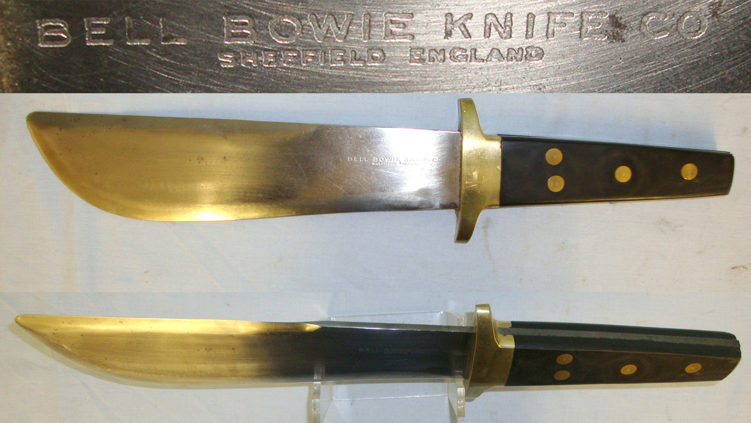 MASSIVE**CUTLER’S SHOP WINDOW ADVERTISING PIECE**Early 20th Century Bell Bowie Knife Company Sheffield Bowie Knife. ED 2185 Knive