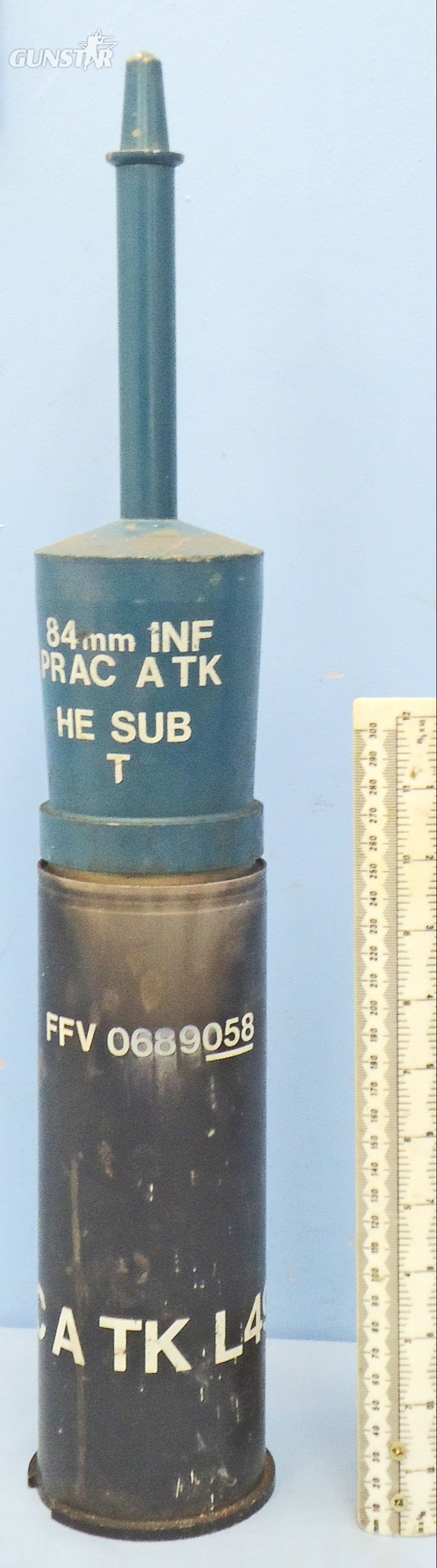 Carl Gustaf INERT DEACTIVATED. Unfired, British, L49A1 Practice Tracer Carl Gustaf 84mm Anti-Tank Round. Sn - 22426:67  Other Ammunition in 