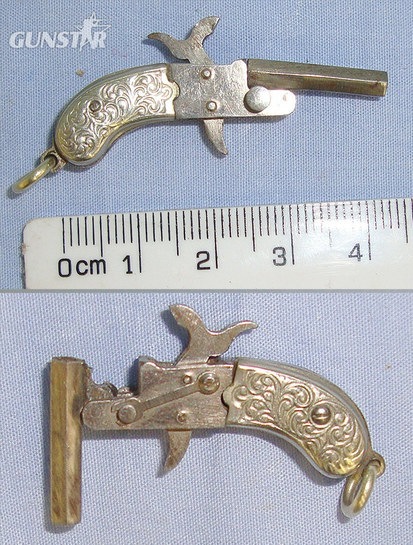MINIATURE**EXPERTLY CRAFTED**Austrian Late 19th Century Break Action Pin Fire Metal Pistol With German Silver Grips. Sn 23563:1  miniature pistol Obsolete Single Shot