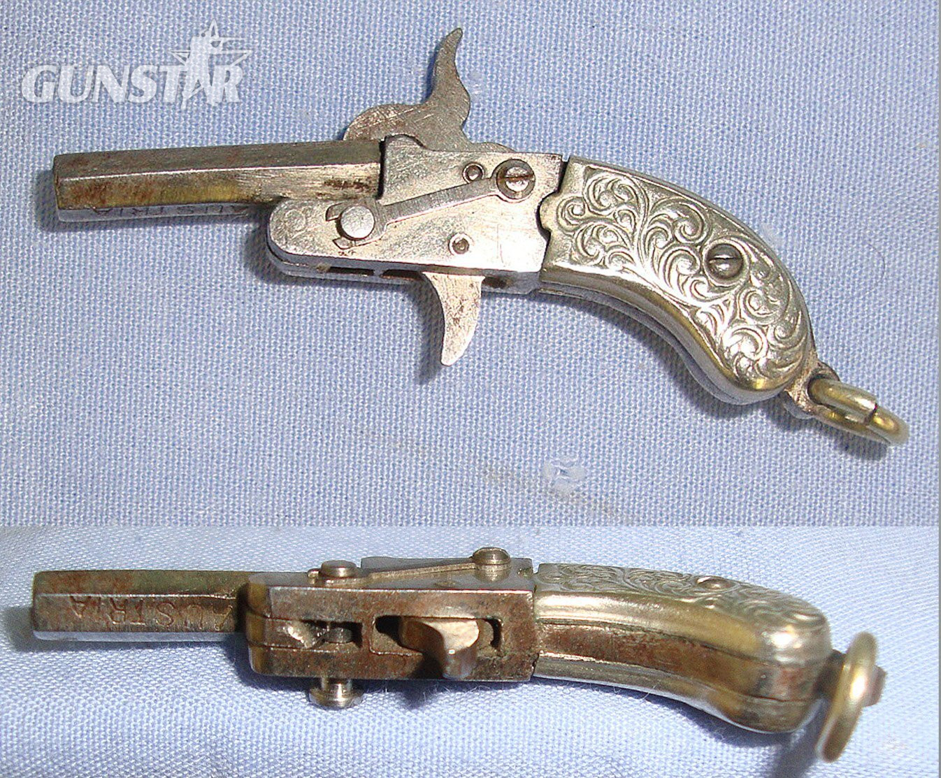  MINIATURE**EXPERTLY CRAFTED**Austrian Late 19th Century Break Action Pin Fire Metal Pistol With German Silver Grips. Sn 23563:1  miniature pistol Obsolete Single Shot