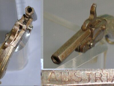 MINIATURE**EXPERTLY CRAFTED**Austrian Late 19th Century Break Action Pin Fire Metal Pistol With German Silver Grips. Sn 23563:1  miniature pistol Obsolete Single Shot