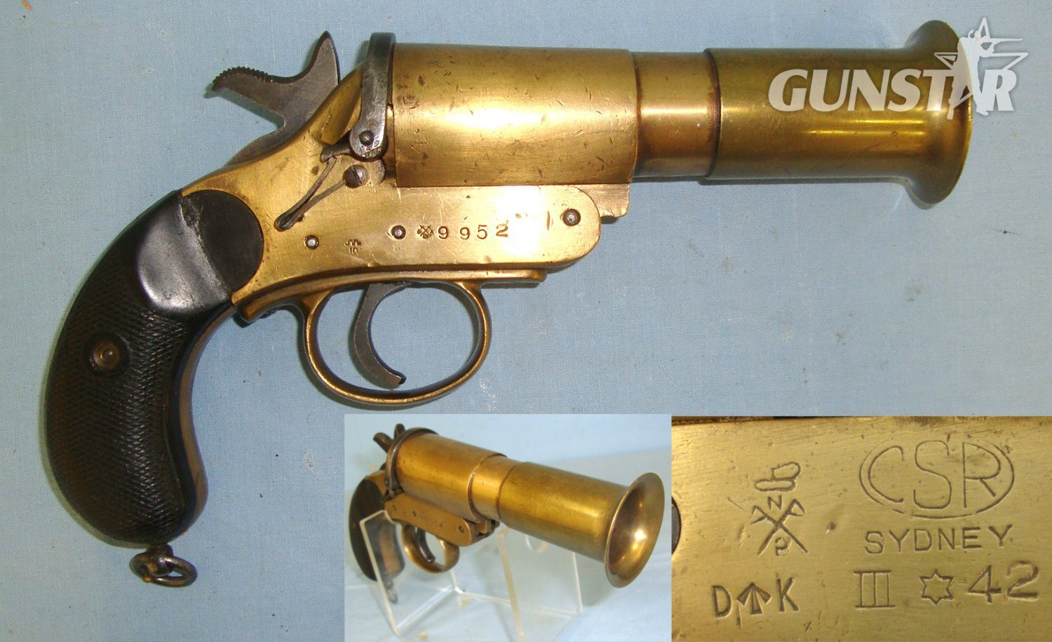 WW2 1942 Australian WD \'CSR\' The Colonial Sugar Refinery, Sydney NSW MK III* Brass Signal Flare Pistol. D 1479 None Single Shot in 