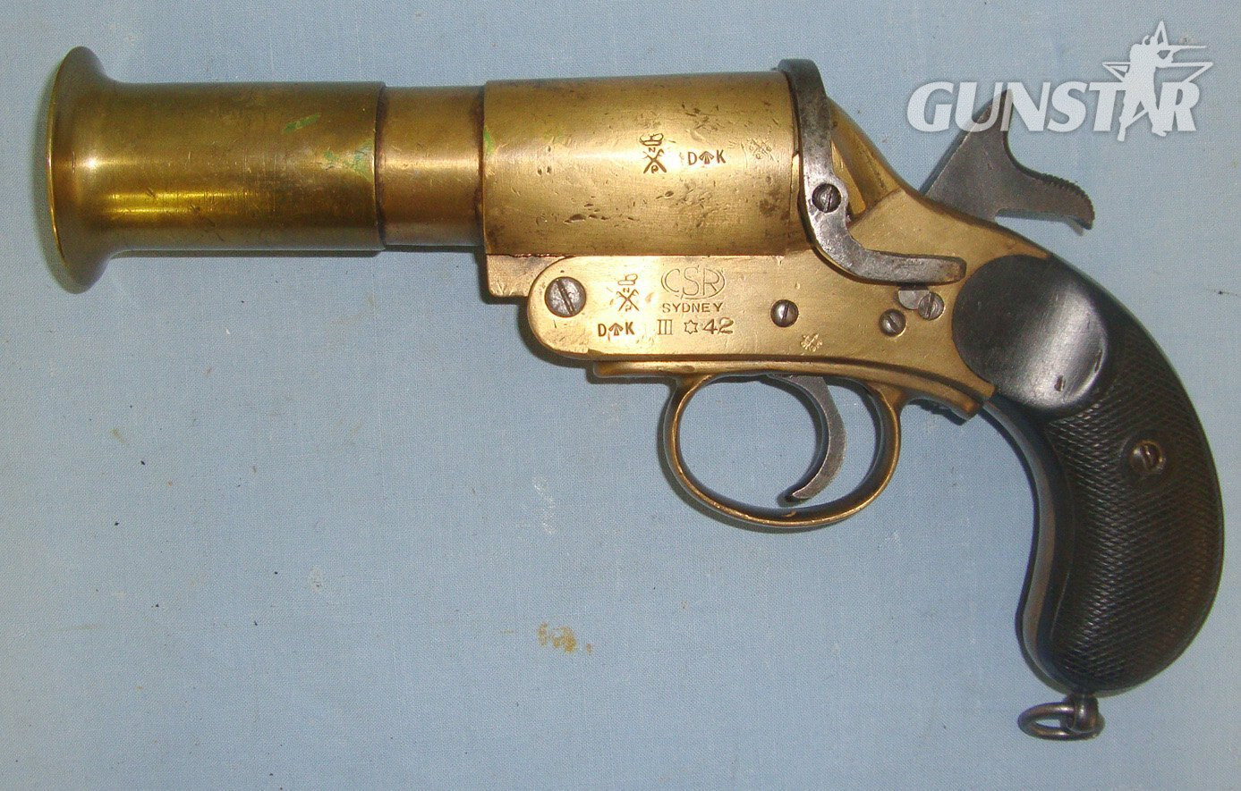  WW2 1942 Australian WD \'CSR\' The Colonial Sugar Refinery, Sydney NSW MK III* Brass Signal Flare Pistol. D 1479 None Single Shot