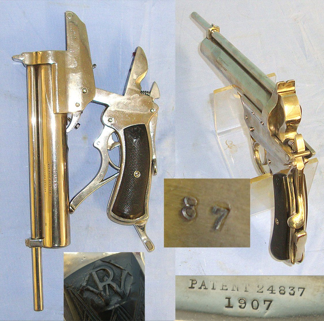 RARE*MINT*FACTORY NICKEL PLATED*British Westley Richards & Co Ltd 2nd Variant Large Frame ‘Highest Possible’ .177 Calibre Air Pistol. Sn 23732 air pistol .177