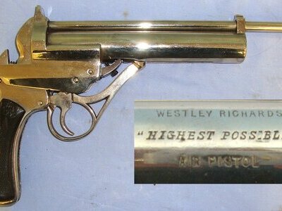 RARE*MINT*FACTORY NICKEL PLATED*British Westley Richards & Co Ltd 2nd Variant Large Frame ‘Highest Possible’ .177 Calibre Air Pistol. Sn 23732 air pistol .177