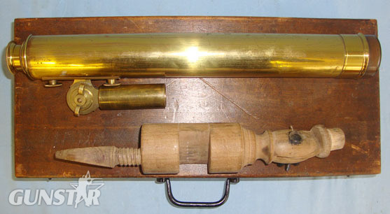 J. Halden & Co., Manchester & London Brass 2 Draw Telescope With Period Wood Desk / Table Stand.  Sight & Optic