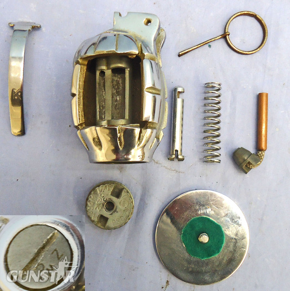  INERT DEACTIVATED. 1940 Dated, Mills No 36M MK1, Factory Cutaway, Chrome Plated, Hand Grenade & Rifle Grenade Gas Check By A.Kindrick & Sons. - O 1942 INERT DEACTIVATED. 1940 Dated, Mills No 36M MK1, Factory Cutaway, Chrome Plated, Hand Grenade & Rifle Grenade Gas Check By A.Kindrick & Sons. - O 1942  Other Ammunition
