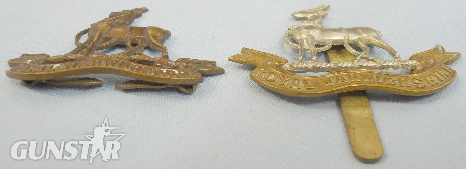 Pair* The Royal Warwickshire Regiment Cap Badges. BA 894. Pair* The Royal Warwickshire Regiment Cap Badges. BA 894.  Antique & Militaria