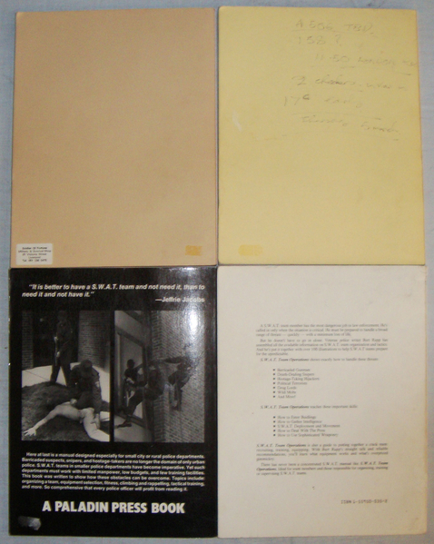  A Set of Four Books on ‘S.W.A.T. Team Training & Tactics’. BO 365. A Set of Four Books on ‘S.W.A.T. Team Training & Tactics’. BO 365. Other Accessory