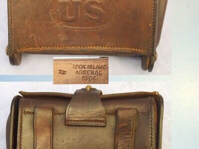 American, U.S.Army, 1902 Pattern Leather 20 Round McKeever Ammunition Pouch by Rock Island Arsenal 1904. Sn - 22064 American, U.S.Army, 1902 Pattern Leather 20 Round McKeever Ammunition Pouch by Rock Island Arsenal 1904. Sn - 22064245 Other Accessory
