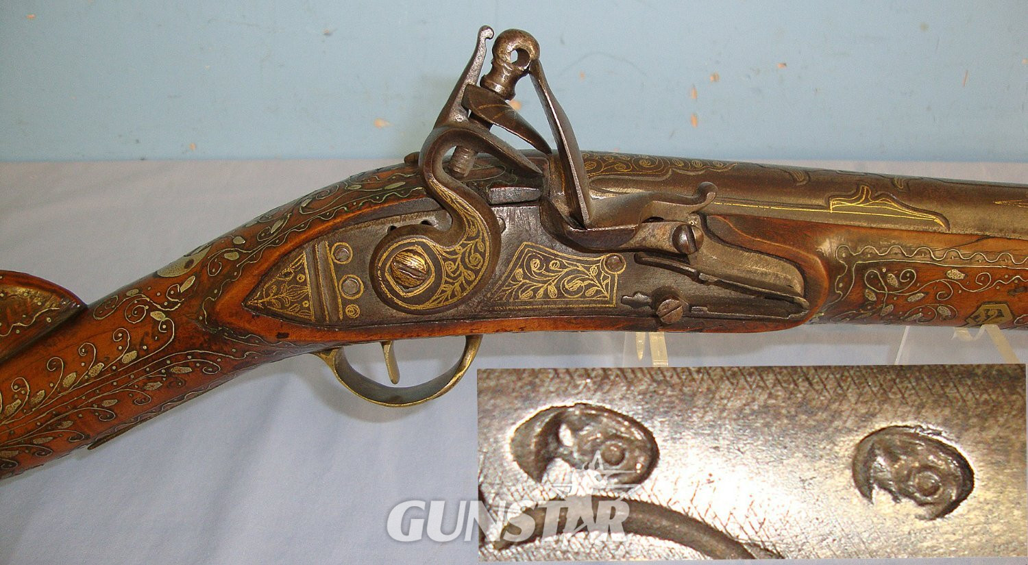 VERY ORNATE PROFUSELY SILVER WIRE INLAID & GOLD SCROLL DECORATED**C1790 Turkish Ottoman Flintlock Blunderbuss With Short Shoulder Stock. Sn 23441 flintlock Muzzleloader Various