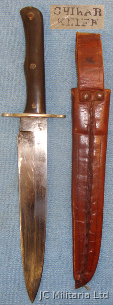 An Officers WWI ‘W.L. & Co – Private Purchase ‘Shikar Knife’ and Leather Sheath. Bayonet