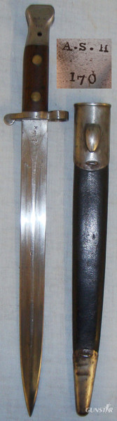 1888’ MkII Regimentally Marked Argyll & Sutherland Highlanders Bayonet & Scabbard. 19849. Bayonet in 