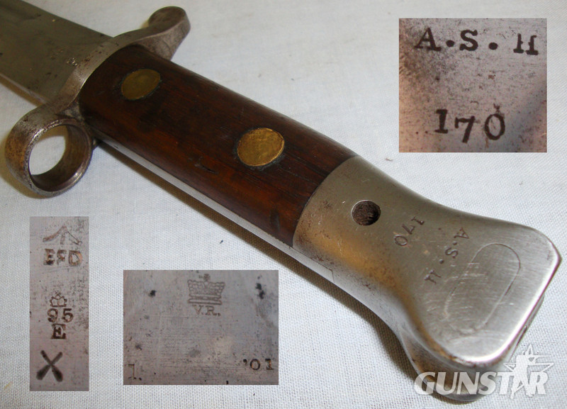 1888’ MkII Regimentally Marked Argyll & Sutherland Highlanders Bayonet & Scabbard. 19849. Bayonet