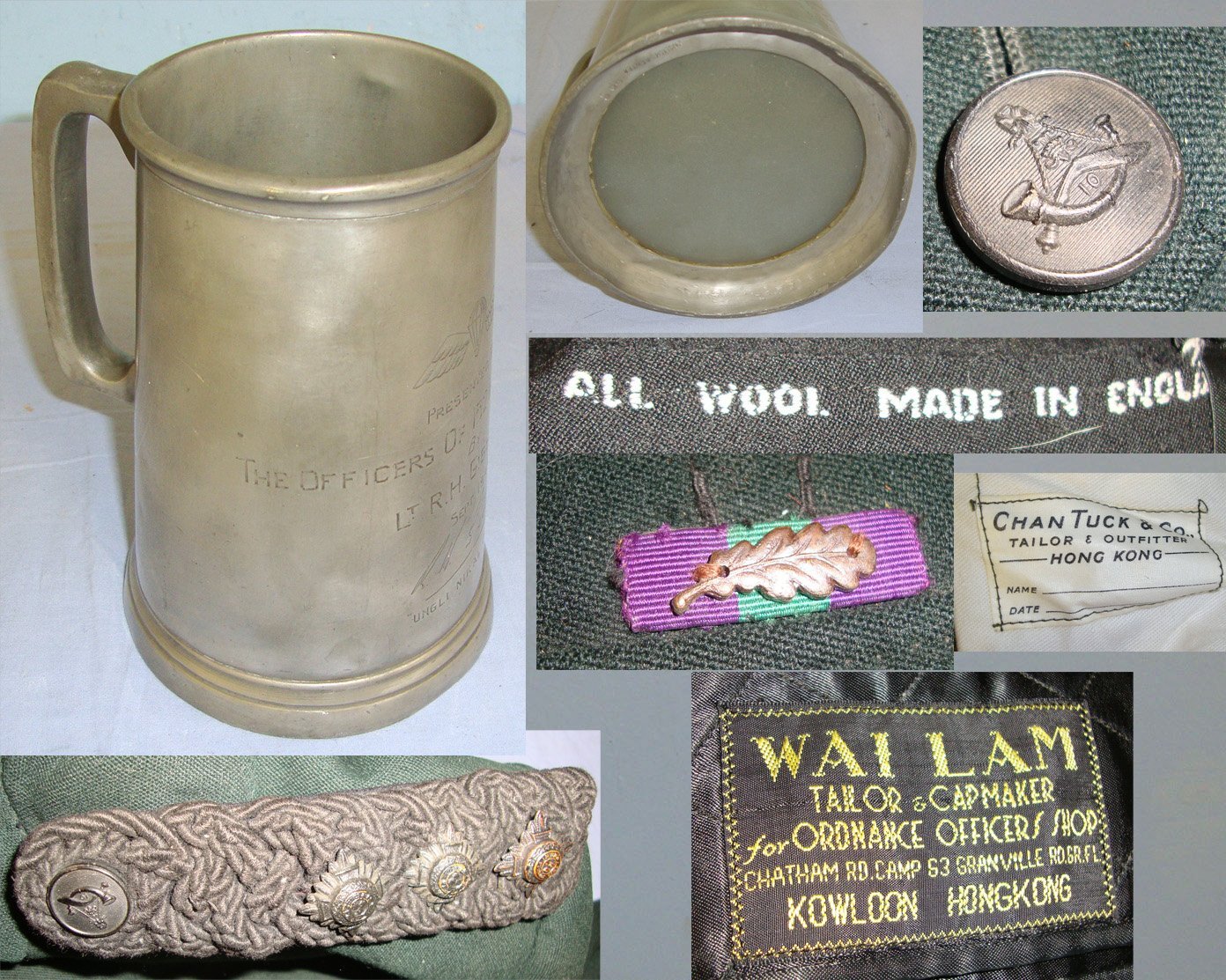  RARE, ONE OF ONLY 1400** British WD Military Issue 1951 Contract WSC (Wilkinson Sword Company) Kukri With Scabbard, Uniform Collection & 1944 Mess Presentation Tankard All To Lt R.T. Gibson 152 Indian Punjab Parachute Battalion. ED 2702 Knive