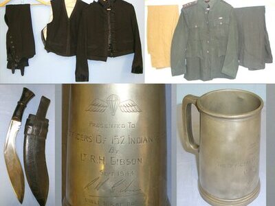 RARE, ONE OF ONLY 1400** British WD Military Issue 1951 Contract WSC (Wilkinson Sword Company) Kukri With Scabbard, Uniform Collection & 1944 Mess Presentation Tankard All To Lt R.T. Gibson 152 Indian Punjab Parachute Battalion. ED 2702 Knive