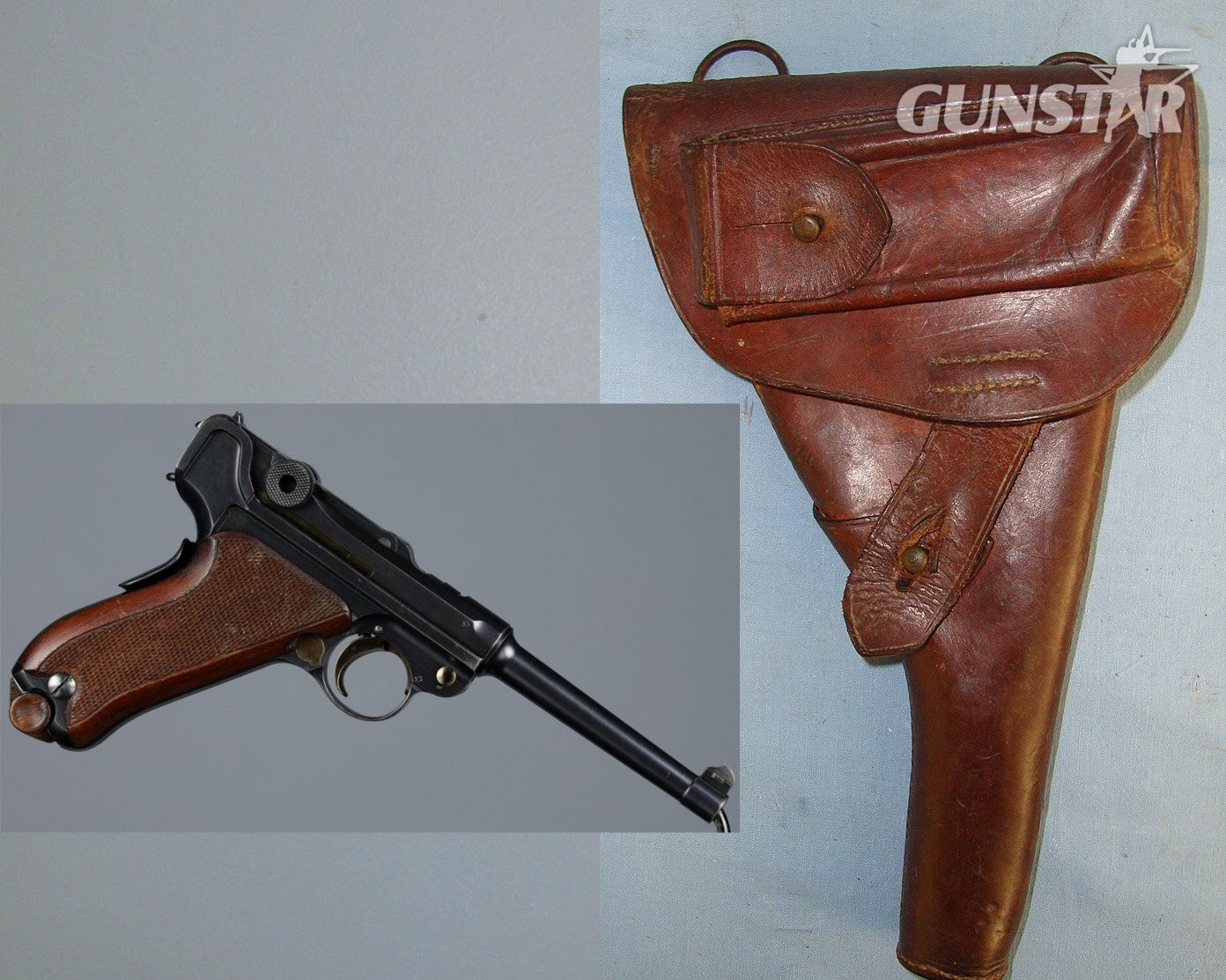 WW1 Era Brown Leather Holster For Swiss Luger Model 1900/ 1906 7.65mm Calibre Semi Automatic  Grip Safety Pistols. Sn 23373 Care & Storage in 