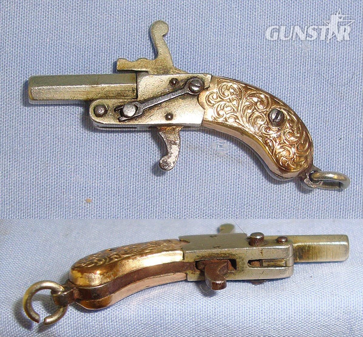  MINIATURE**EXPERTLY CRAFTED**Austrian Late 19th Century Break Action Pin Fire Metal Pistol With Copper Grips. Sn 23563:3  miniature pistol Obsolete Single Shot