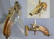 MINIATURE**EXPERTLY CRAFTED**Austrian Late 19th Century Break Action Pin Fire Metal Pistol With Copper Grips. Sn 23563:3  miniature pistol Obsolete Single Shot