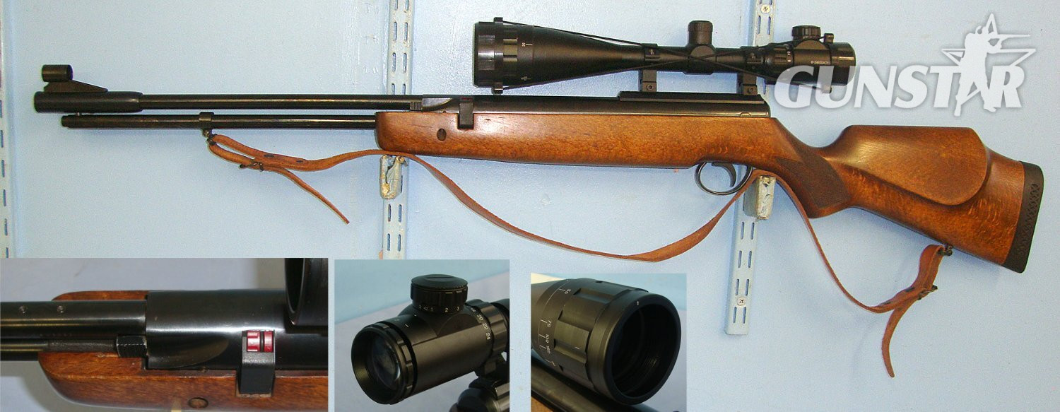  MINT**1991-2001 B.S.A. Goldstar Under Lever .22 Calibre Spring Air Rifle With 10 Shot Removable Rotary Magazine, Sound Moderator, 6-24x50 AOEG Magnification Telescopic Sight With Lens Protector Covers & Sling. Sn 23539  air rifle .22