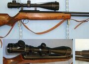 MINT**1991-2001 B.S.A. Goldstar Under Lever .22 Calibre Spring Air Rifle With 10 Shot Removable Rotary Magazine, Sound Moderator, 6-24x50 AOEG Magnification Telescopic Sight With Lens Protector Covers & Sling. Sn 23539  air rifle .22