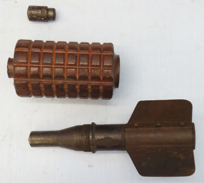 INERT DEACTIVATED.  This is a German WW1 high explosive fragmentation Granatenwerfer 16. The weapon was first introduced into the Austrian army in 1915 and adopted in a modified version by the Germans in 1916 as the Granatenwerfer 16  for use as a small e INERT DEACTIVATED.  This is a German WW1 high explosive fragmentation Granatenwerfer 16. The weapon was first introduced into the Austrian army in 1915 and adopted in a modified version by the Germans in 1916 as the Granatenwerfer 16  for use as a small e  Other Ammunition