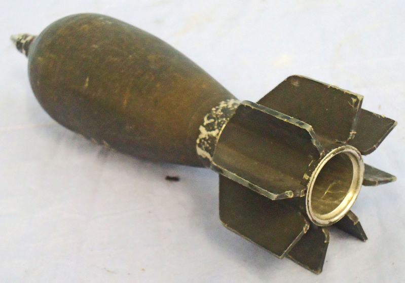  DEACTIVATED INERT. Unfired, Belgian A.P. 55 (Armour Piercing), HEAT (High Explosive Anti-Tank) Practice Rifle Grenade. - O 1943 DEACTIVATED INERT. Unfired, Belgian A.P. 55 (Armour Piercing), HEAT (High Explosive Anti-Tank) Practice Rifle Grenade. - O 1943  Other Ammunition