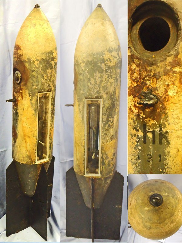 INERT DEACTIVATED. WW2, Rare, German, 50kg Concrete Practice Type 1 Bomb & Number 25 Electrical Time Fuze. Sn - 22426:68 INERT DEACTIVATED. WW2, Rare, German, 50kg Concrete Practice Type 1 Bomb & Number 25 Electrical Time Fuze. Sn - 22426:68  Other Ammunition